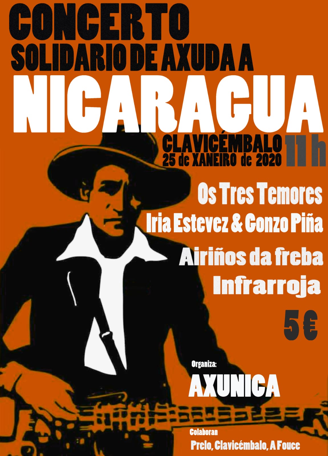 Cartel do Festival Axunica 2020: concerto solidario por Nicaragua