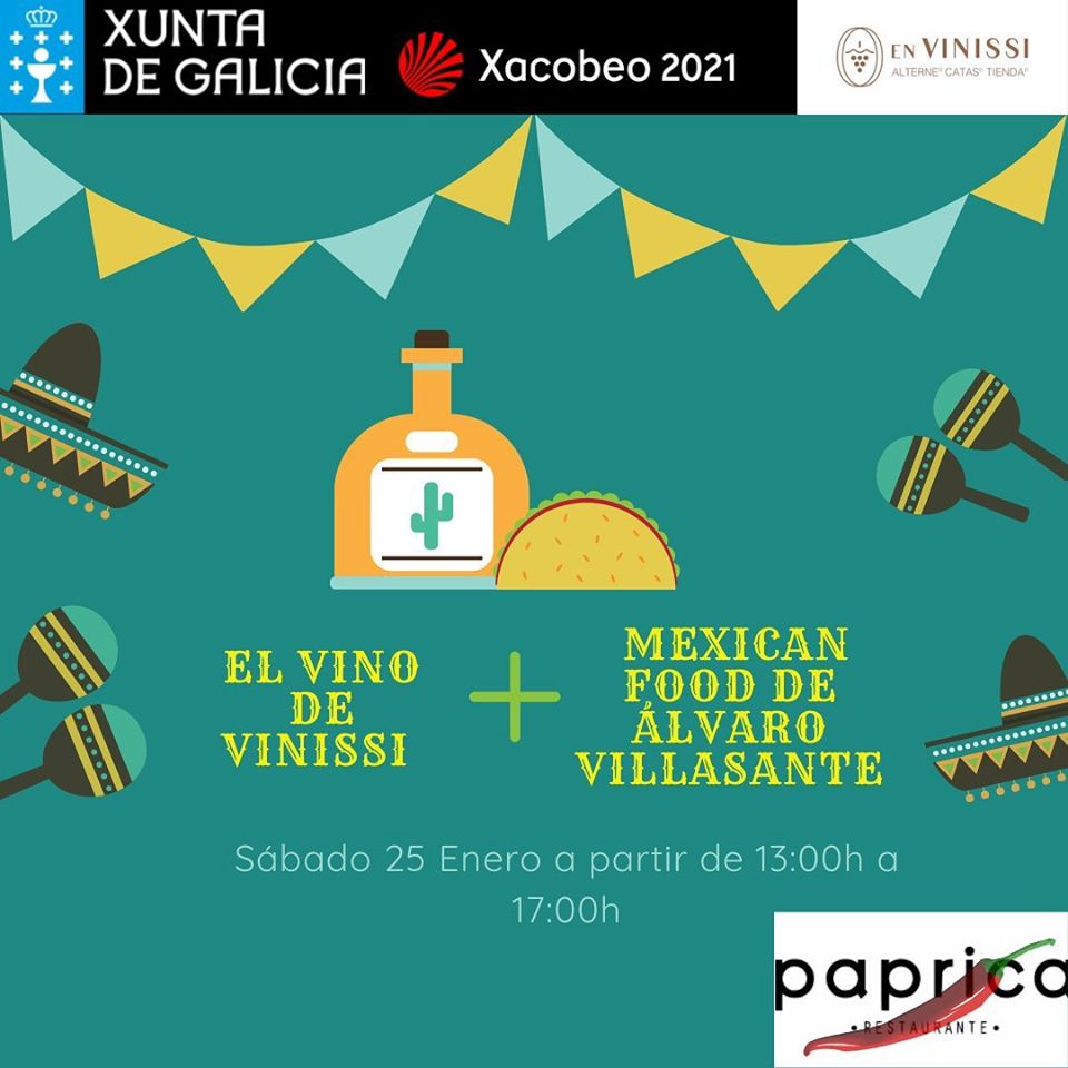 Cartel del evento Vino de Vinissi + Mexican Food de Álvaro Vilasante
