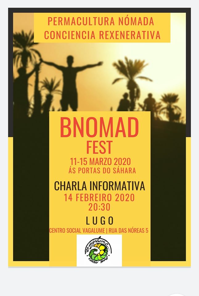 Cartel da Charla Informativa: Ás Portas do Sáhara (BNomad Fest 2020)