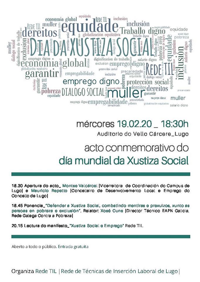 Cartel do Día da Xustiza Social: acto conmemorativo