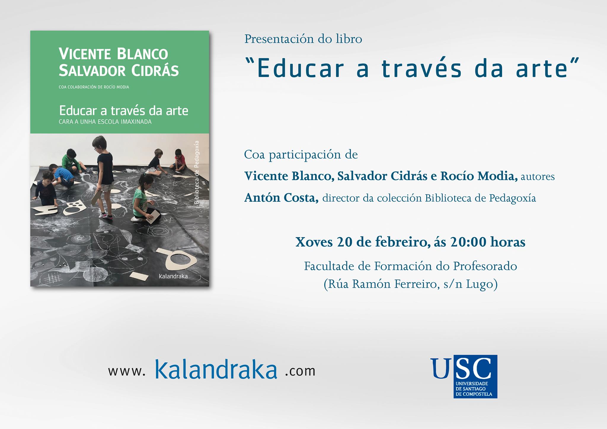 Cartel de la Presentación do libro "Educar a través da arte"