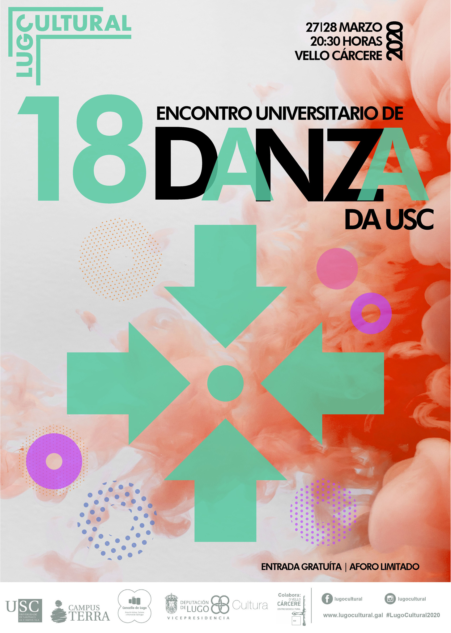 Cartel do Encontro universitario de Danza Lugo 2020
