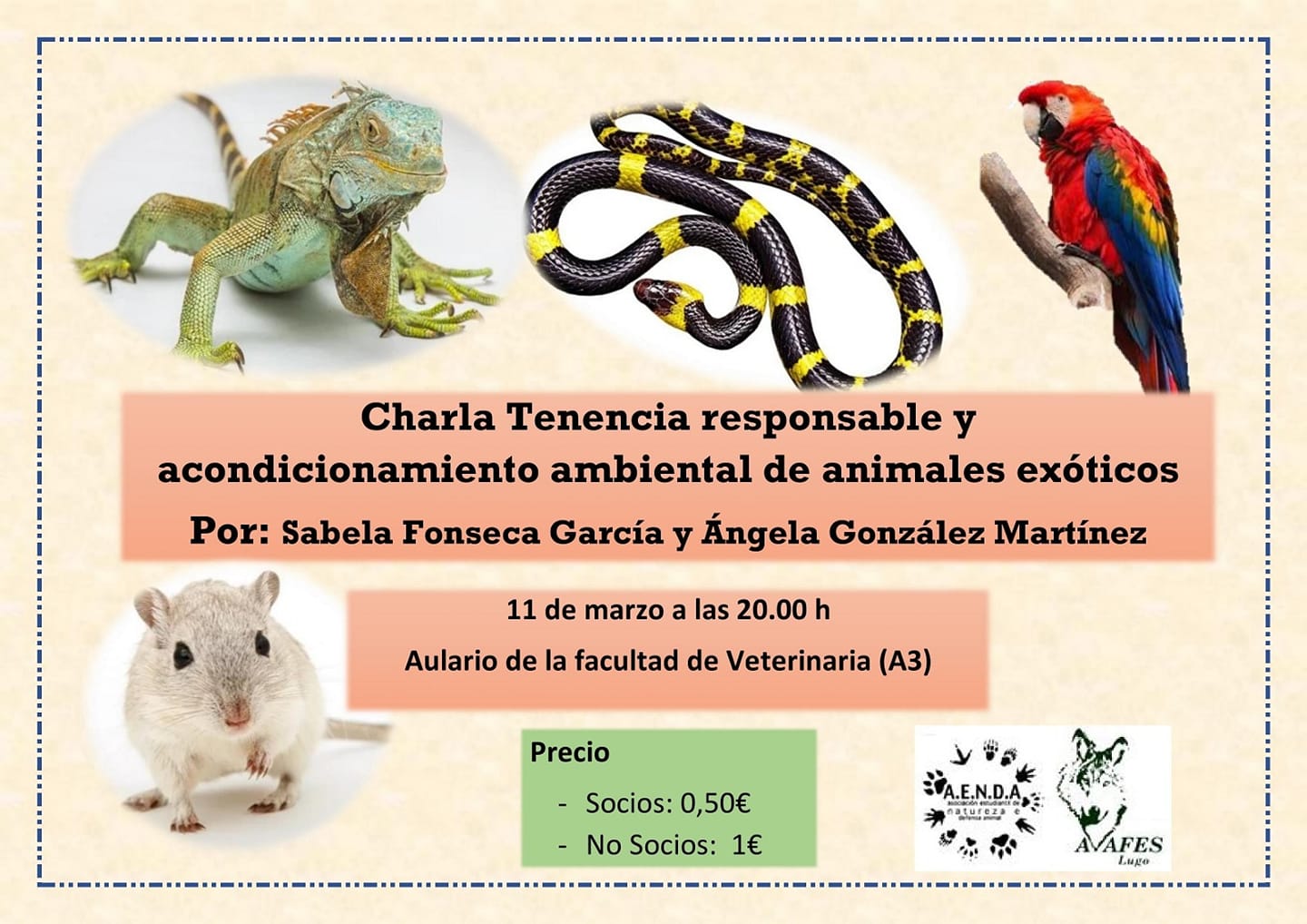 Cartel da Charla: tenencia de animales exóticos
