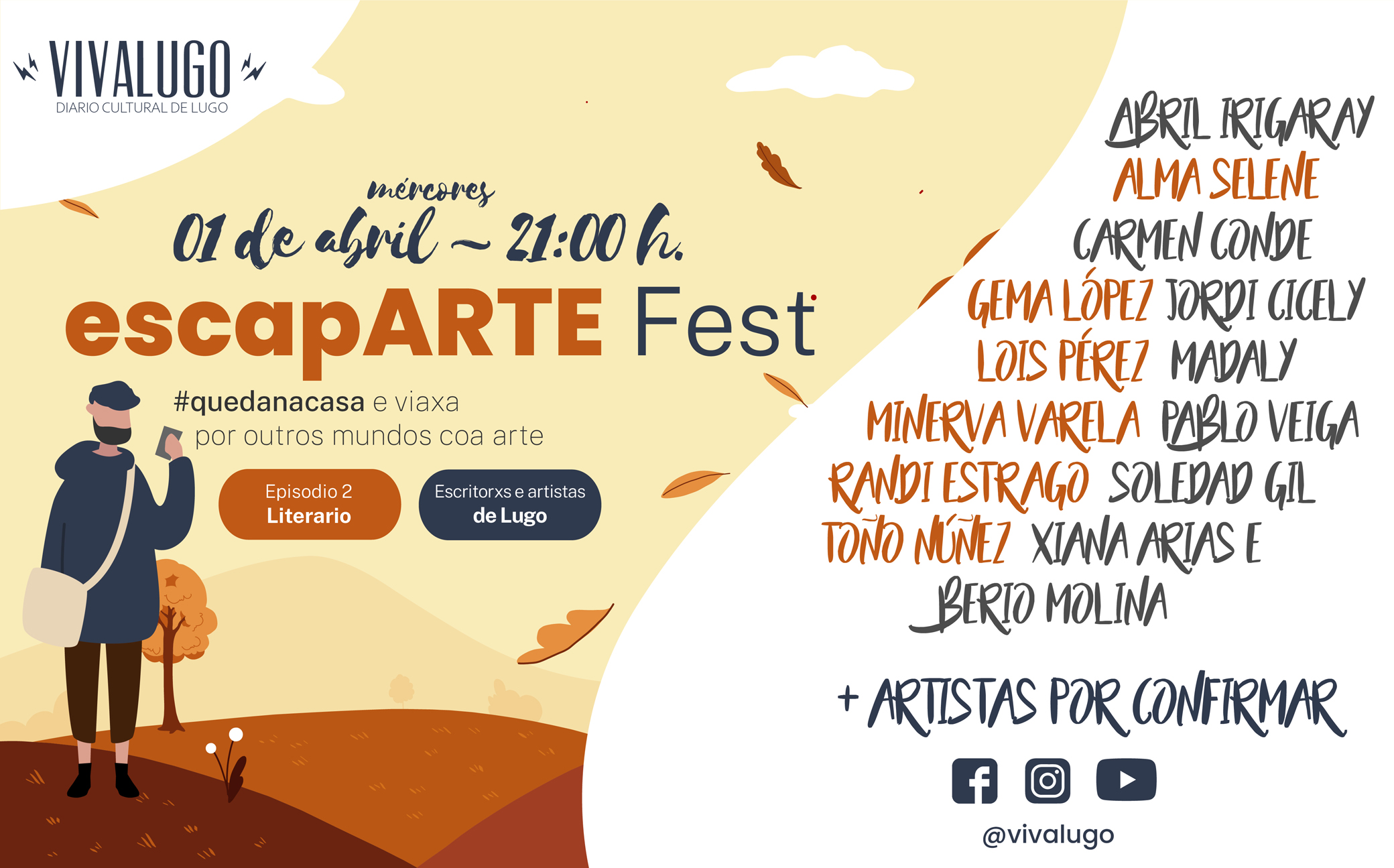 Cartel do escapARTE Fest - Lugo - Festival literario