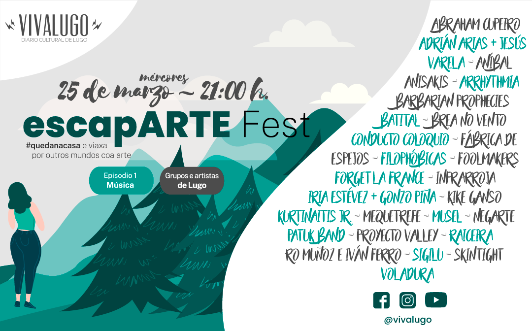 Cartel do Festival escapARTE, grupos e artistas de Lugo