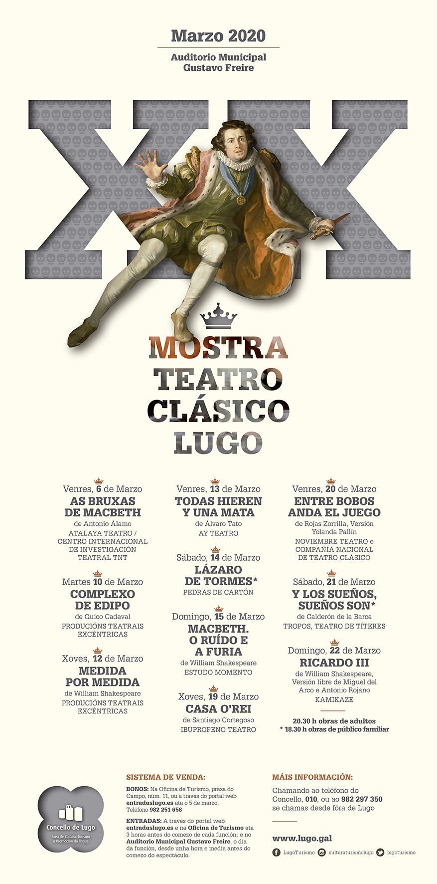 Cartel do Programa da XX mostra de teatro clásico de Lugo