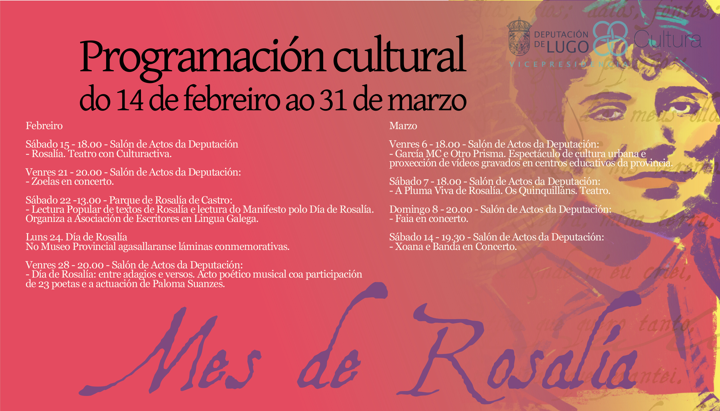 Programa do mes de Rosalía de Castro en Lugo